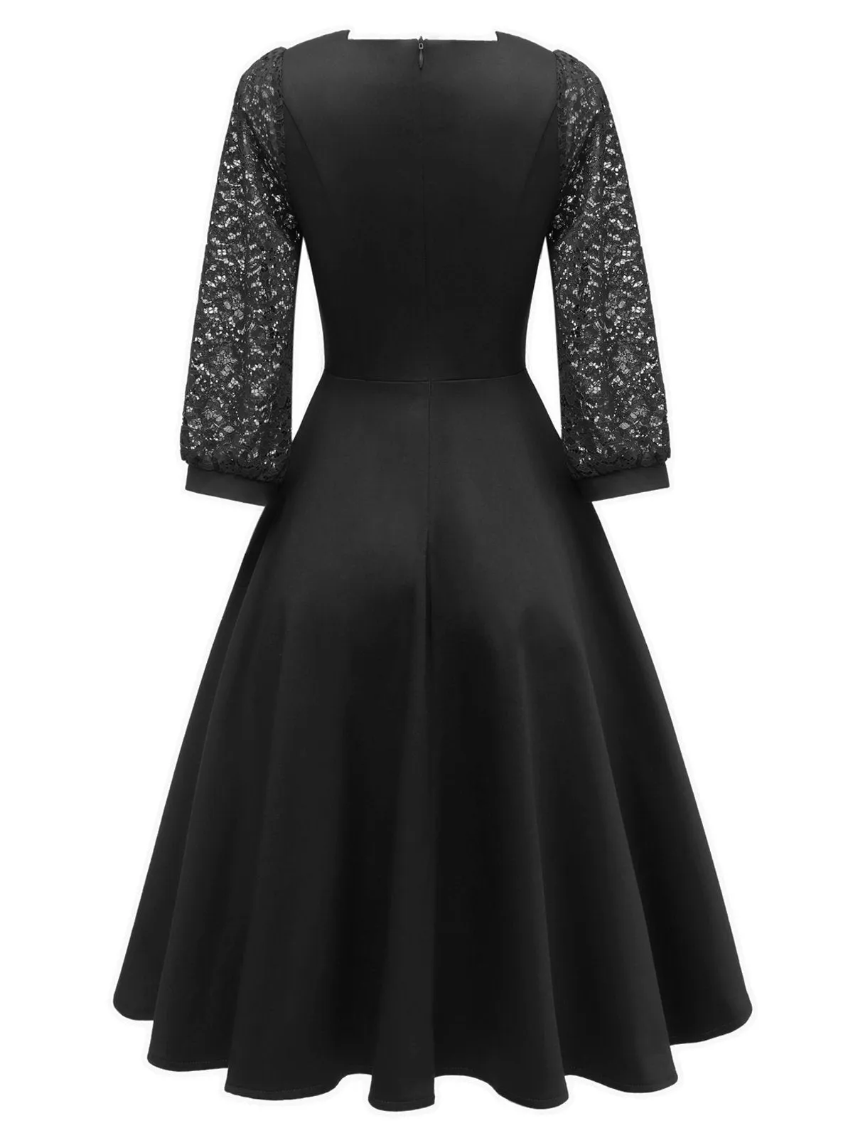 1950s Lace Patchwork Square Neck Dress