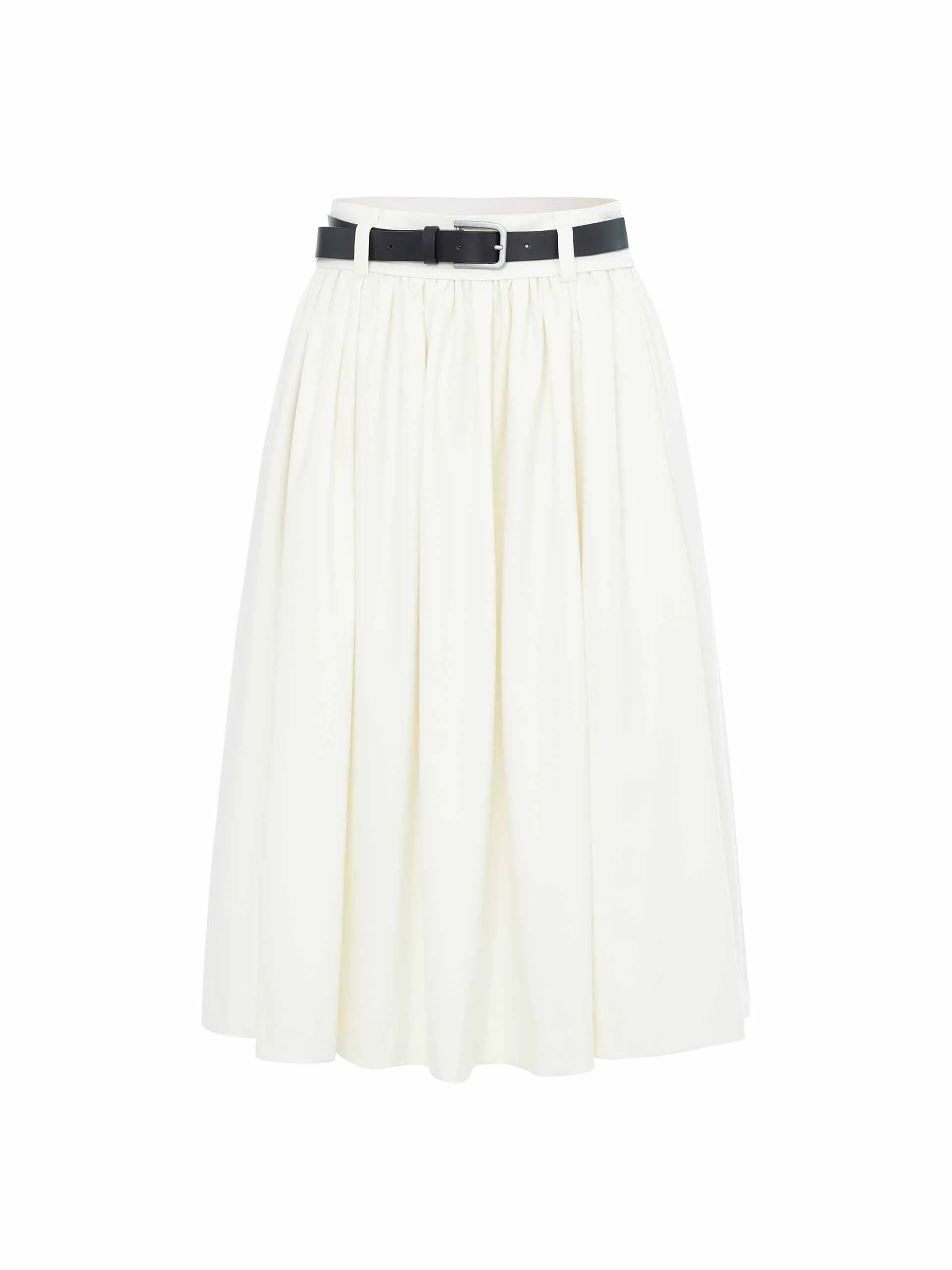 A-line Pleated Skirt with Belt