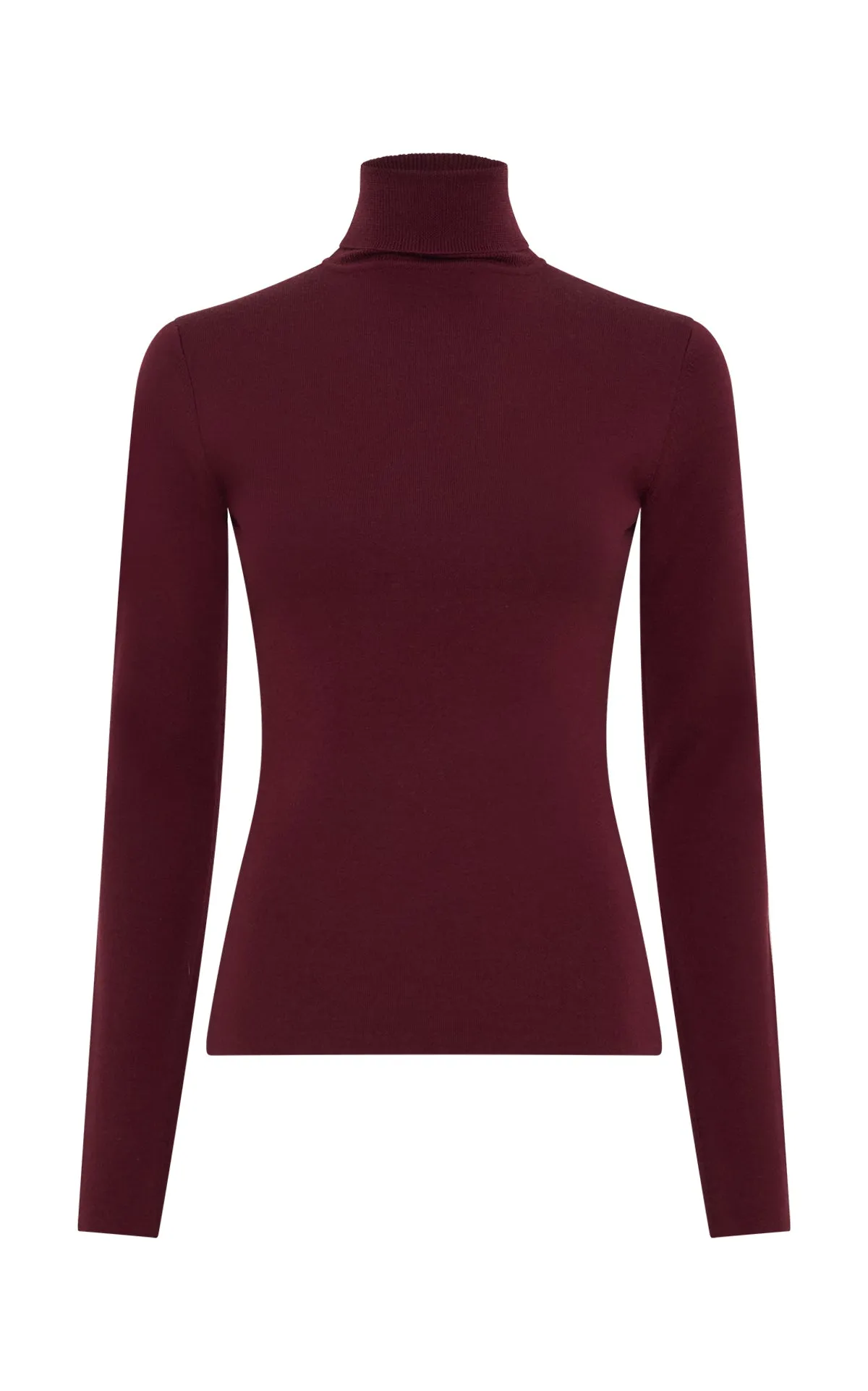 Costa Knit Turtleneck in Bordeaux Cashmere Silk