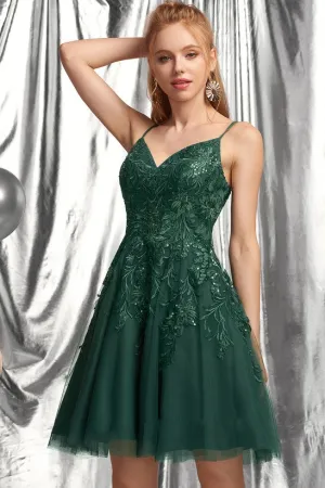 Emerald Green 8th Grade Lace Dance Dress Homecoming Dress