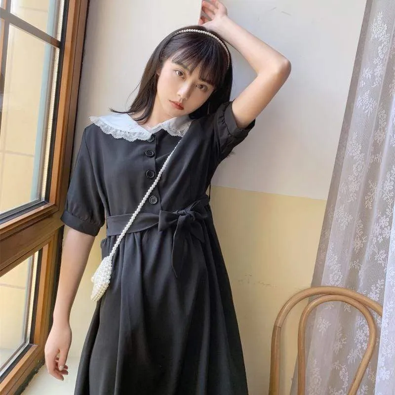 Harajuku Drawstring Mid-length Dress