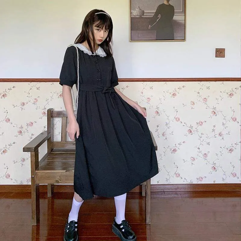 Harajuku Drawstring Mid-length Dress