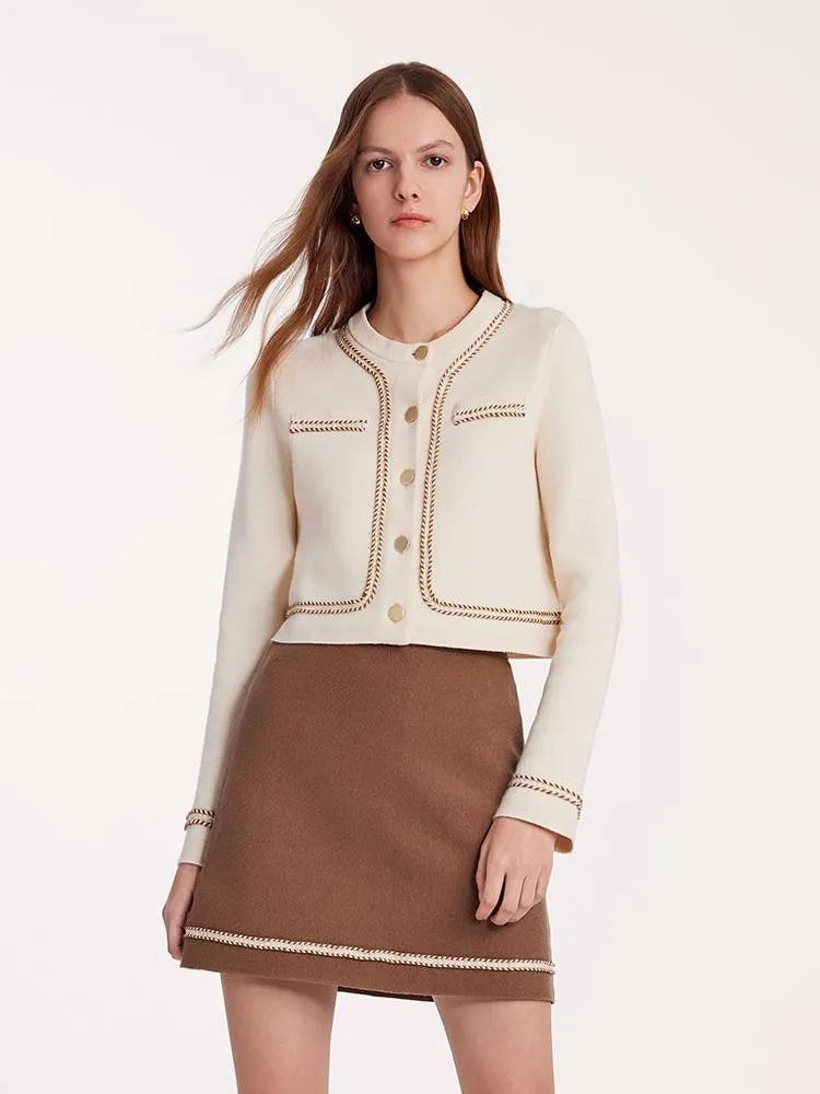 Knitted Crop Jacket And Skirt Two-Piece Suit