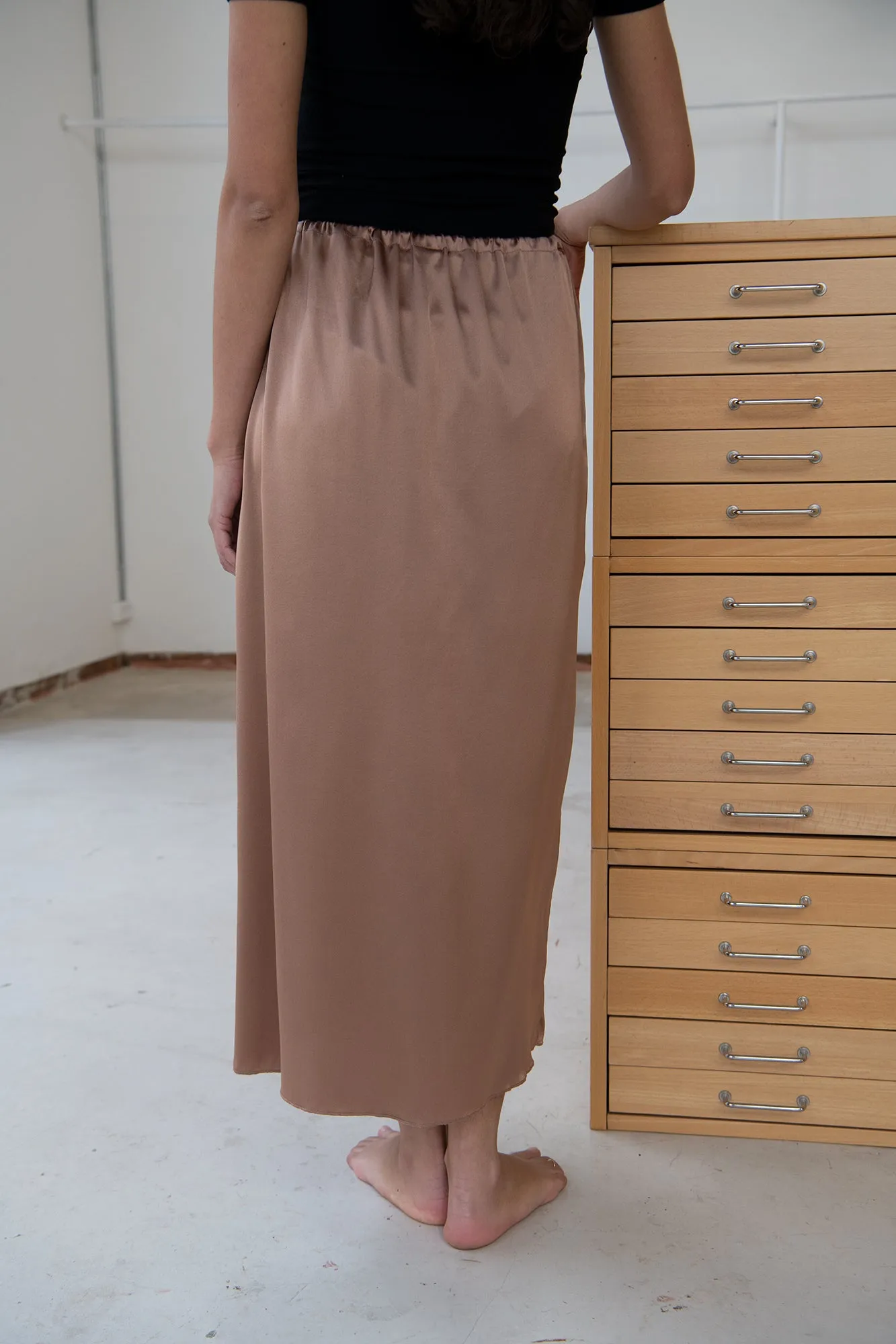 Max Skirt - Silk Satin - Brown