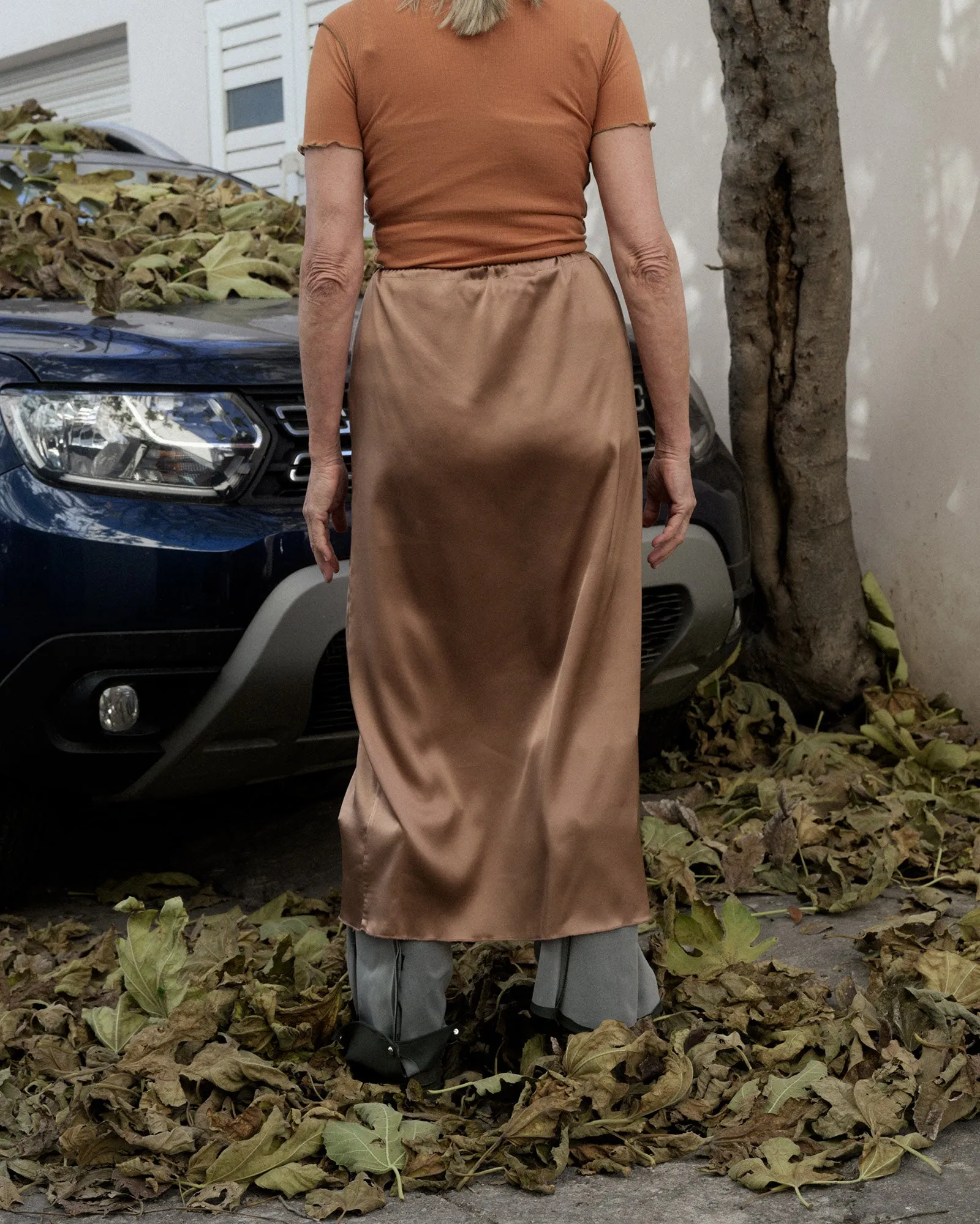 Max Skirt - Silk Satin - Brown