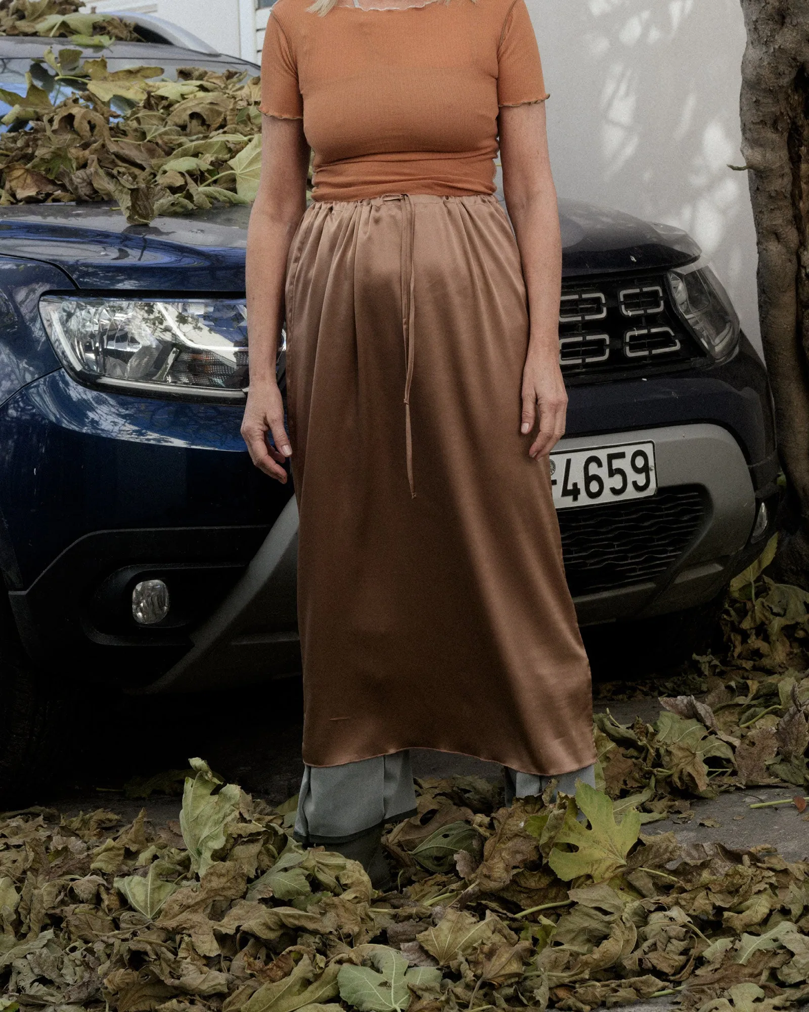 Max Skirt - Silk Satin - Brown