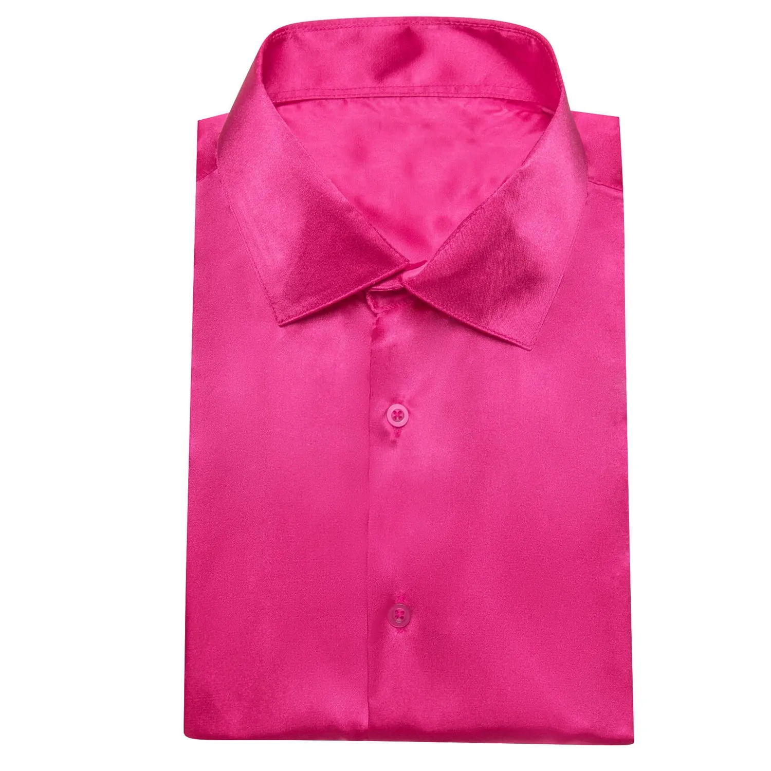 Ties2you Short Sleeve Shirt Deep Pink Solid Men's Silk Dress Shirt