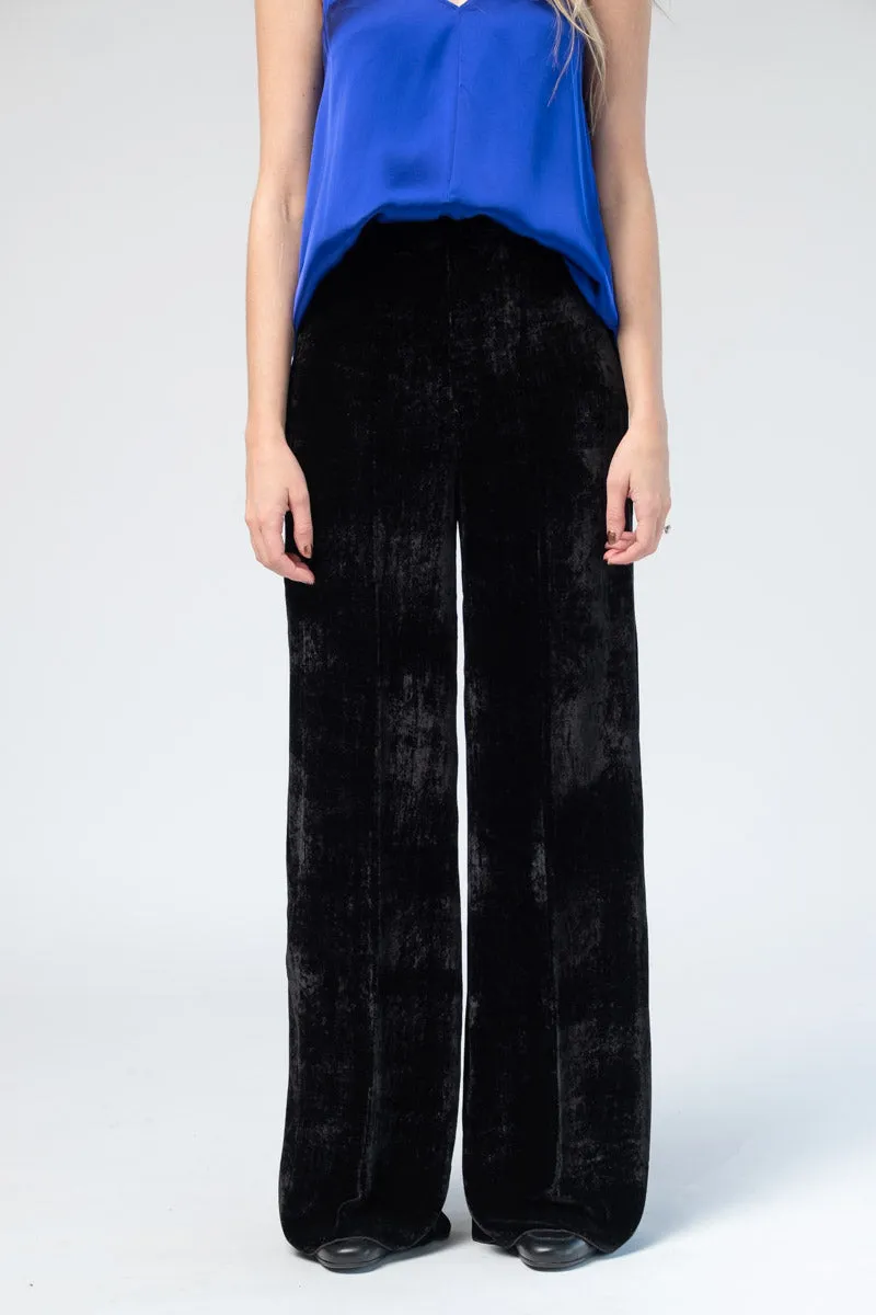 Velvet High Waist Pants in Nero