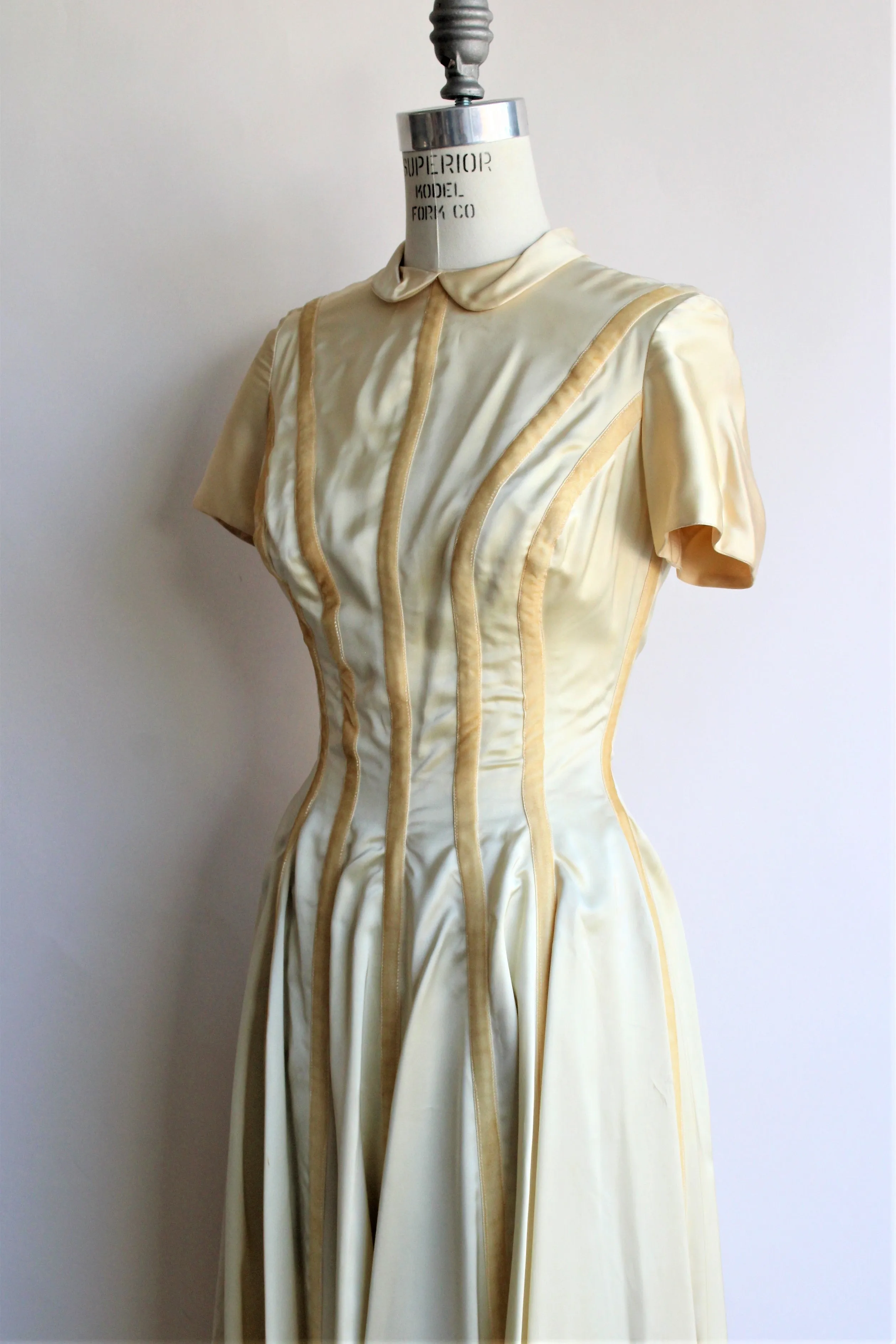 Vintage 1950s Gold Satin Party Dress