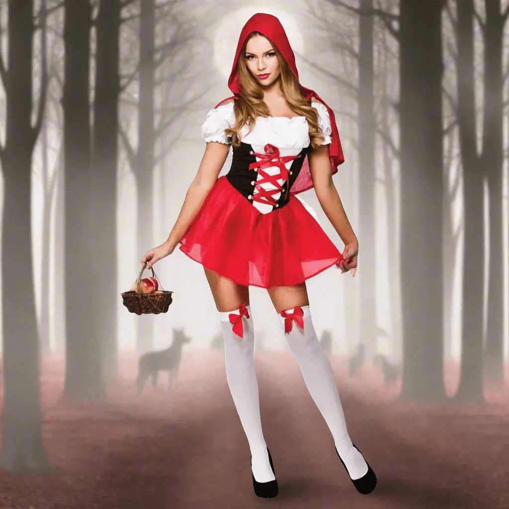 Womens Sexy Little Red Riding Hood Fancy Dress Costume