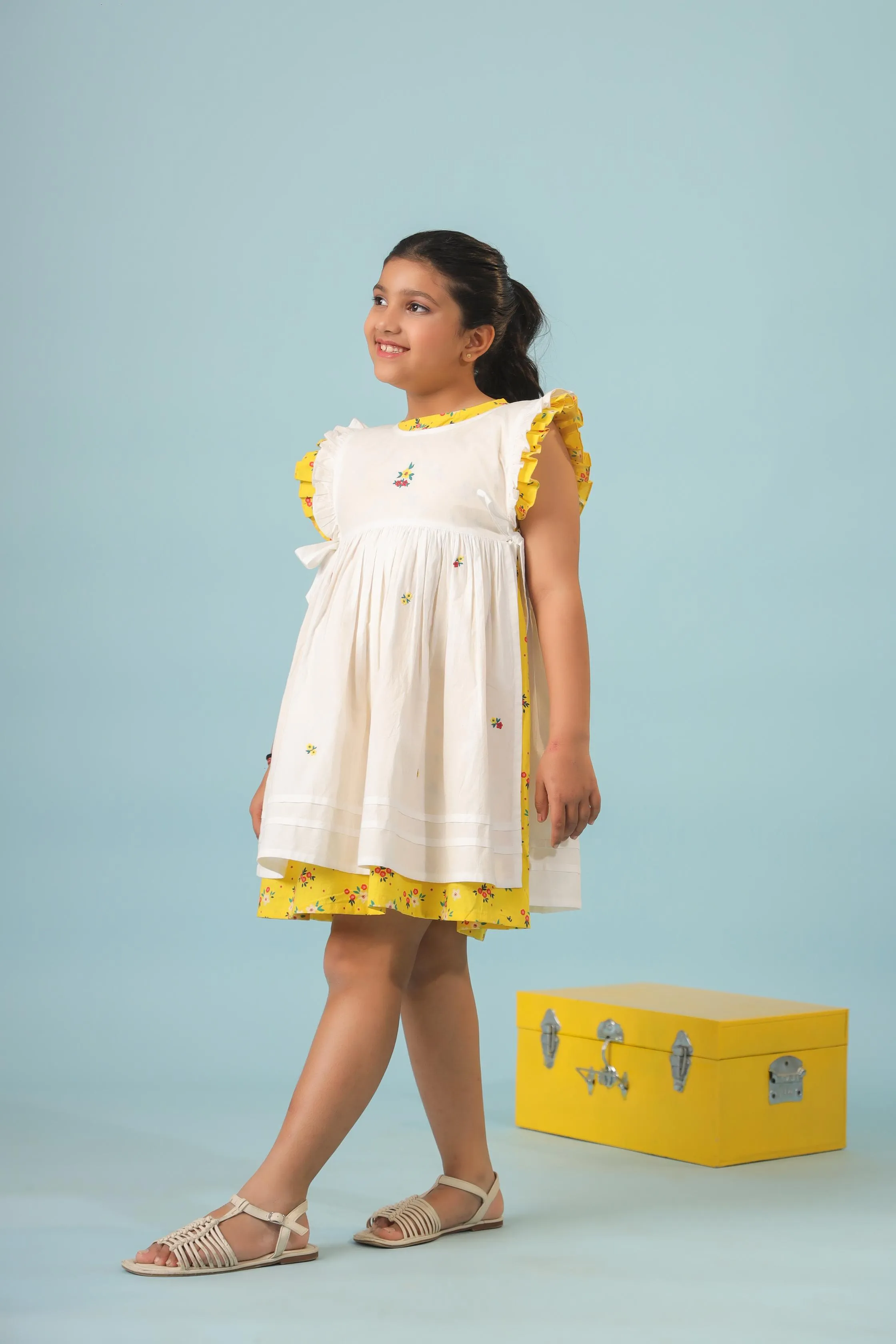 Yellow Floral Rosemary Pinafore Dress